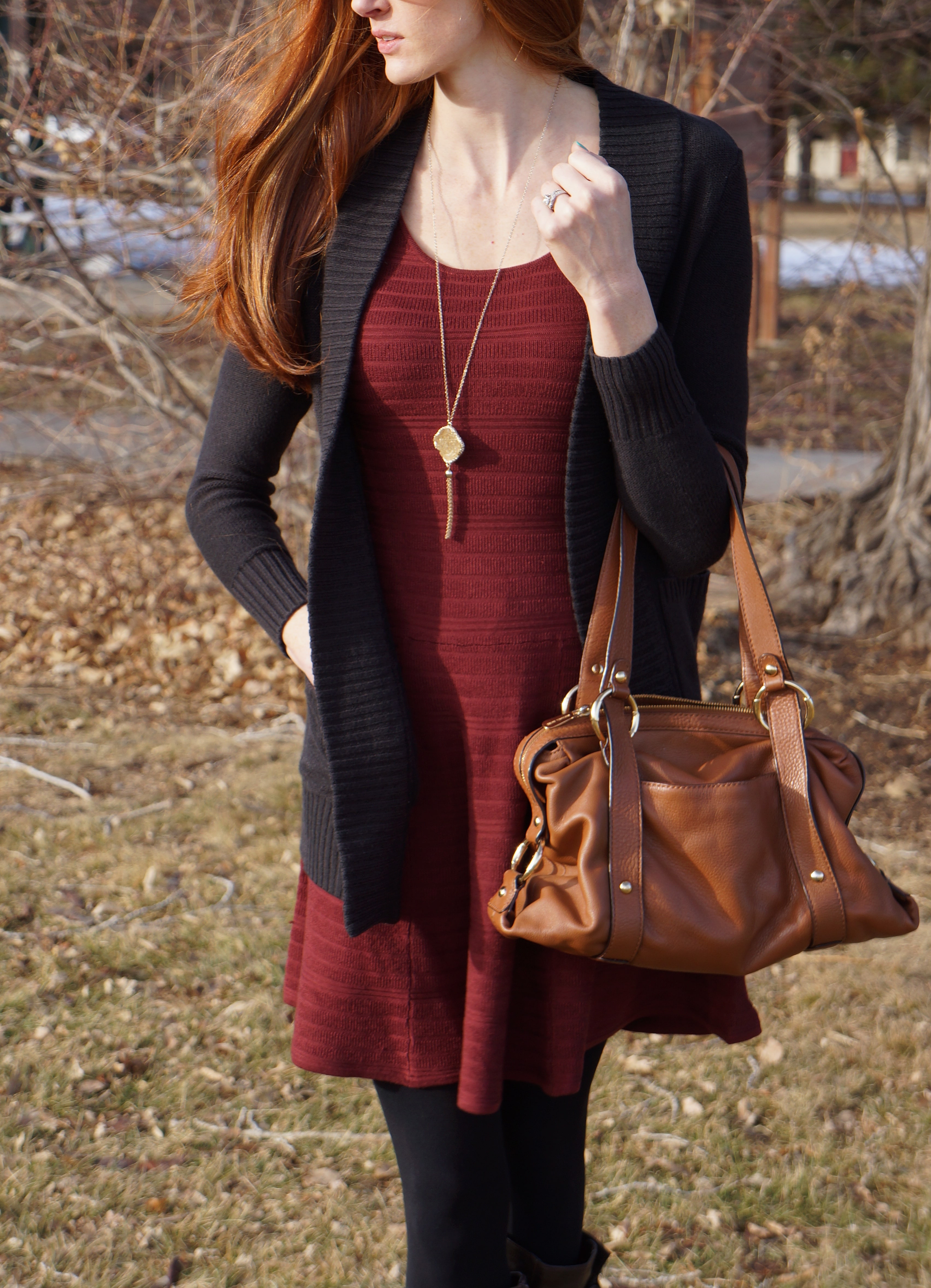 sweater dress with brown boots